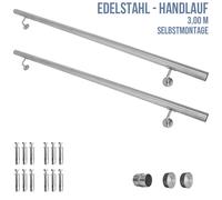 Main courante 304 acier inoxydable rampe escalier barre appui V2Aox 50 - 600 cm, Length:300 cm