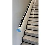 Main Courante À LED - Capteur De Corps, Aluminium Ronde Lampes D'escalier Barre D'appui, Système D'éclairage Intérieur Pour Escaliers, Couloirs, Allée Villa, Mur Du Couloir (Couleur : Zwart, Taille