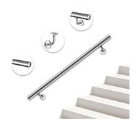 Main courante - acier inox 304 - 100cm - Rampe escalier mural avec embouts - Pour intérieur et extérieur - Avec supports muraux