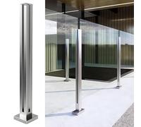 Main Courante Balustrade Garde Corps Balustres De Terrasse pour Verre De 8 À 12mm, Poteau De Garde-corps En Acier Inoxydable 304 pour Balcon/grenier/piscine, Kit Complet(Corner post,53.1in/135cm)