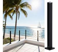 Main Courante Balustrade Garde Corps Poteau De Garde-corps En Verre Noir Poteaux De Balustrade En Acier Inoxydable 304 pour Balustrade, Escalier, Terrasse, Balcon, Piscine(Mid post,41.3in/105cm)