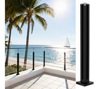 Main Courante Balustrade Garde Corps Poteau De Garde-corps En Verre Noir Poteaux De Balustrade En Acier Inoxydable 304 pour Balustrade, Escalier, Terrasse, Balcon, Piscine(Corner post,29.5in/75cm)