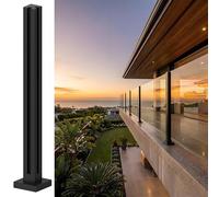Main Courante Balustrade Garde Corps Poteaux De Balustrade pour Garde-corps De Terrasse - Hauteurs Disponibles 60 70 80 90 100 110 120 130 140 150cm Noir Poteaux Carrés(Corner post,42in/106.7cm)