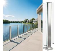 Main Courante Balustrade Garde Corps Support De Main Courante Pour Terrasse De Piscine Poteau De Garde-corps Acier Inoxydable Poteaux Carrés pour Clôture De Garage Balcon(Mid post,35.4in/90cm)