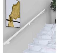 Main courante blanche pour escaliers, 60cm 80cm 1m 1.5m 2m 2.5m 3m fixation murale rampe d'escalier tige de support, main courante antidérapante en tube rond pour l'intérieur et l'extérieur(270cm)