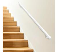 Main courante blanche pour escaliers intérieurs 1m 2m 3m 4m 5m Barre d'appui moderne pour rampe d'escalier Barre de soutien en métal blanc forgé pour mezzanine terrasse couloir(500cm)