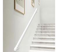 Main courante blanche pour escaliers - Kit complet, rampe d'escalier en fer forgé en métal pour marches intérieures/extérieures Balustrade murale Barre d'appui de sécurité 30 cm-600 cm(300cm)