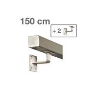 Main courante carrée en acier 150 cm + 2 supports