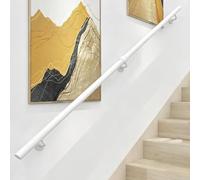 Main courante de 1m 150cm 2m 240cm 3m 6m, rampe d'escalier en métal blanc, barre d'appui murale antidérapante pour kit intérieures extérieures(200cm)