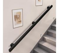 Main courante de rampe d'escalier noire moderne avec supports en métal, barre d'appui de sécurité en fer forgé, 60cm 1,5m 2,4m 2,8m 3,6m 4,5m rampes murales pour intérieur extérieur(570cm)