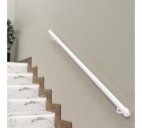 Main courante de sécurité pour escaliers Barre d'appui blanche en métal/fer forgé 30-600cm avec supports muraux Main courante industrielle pour intérieur extérieur villa loft(210cm)