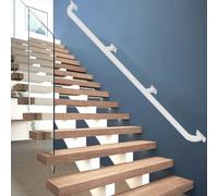 Main courante d'escalier blanche - Kit complet 80 cm 1 m 1,5 m 2 m 2,5 m 3 m 4 m, rampe d'appui de sécurité pour marches intérieures et extérieures, support mural extérieur en fer forgé en métal ( Siz