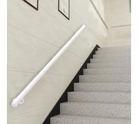 Main courante d'escalier de 0,9 m, 1,5 m, 2,1 m, 2,1 m, à montage mural, rampe ronde pour marches extérieures ou intérieures, barre d'appui robuste pour décorations, blanc (400 cm)