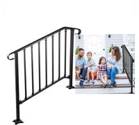 Main courante d'escalier de transition pour 23 marches avec kit d'installation - Garde-corps en fer durable pour l'extérieur - Parfaite pour la sécurité et la stabilité dans les escaliers - Main