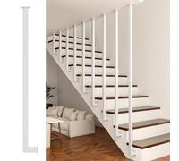 Main courante d'escalier d'intérieur en forme de L - Rampe noire mate du sol au plafond pour les maisons modernes, longueurs personnalisables de 2 m à 2 m (blanc, 1,5 m)