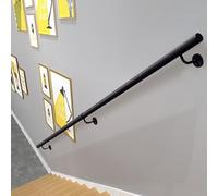 Main courante d'escalier d'intérieur, rampe en tube de fer rond noir/blanc, 1m 150cm 2m 240cm 3m 6m Barre d'appui antidérapante de sécurité pour montage mural extérieur(570cm)