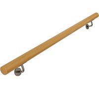 Main courante d'escalier en bois de chêne massif - Rail mural avec support en métal - Barre d'appui de sécurité de 2,4 m pour un soutien robuste