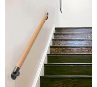 Main courante d'escalier en bois massif de 30cm~600cm d'intérieur, rampes d'escalier mural pour maison jardin couloir lofts garde-corps - Kit complet(120cm)