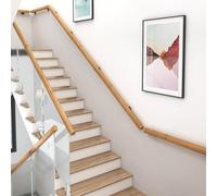 Main courante d'escalier en bois pour escaliers 220 cm Garde-corps de sécurité antidérapante avec supports métalliques Fixation murale pour une utilisation en intérieur, idéale pour les personnes