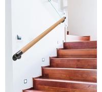 Main courante d'escalier en bois - Support en fer forgé, rampe d'escalier murale pour marches intérieures et extérieures, escaliers, porche, terrasse, couloir, tige de support(60cm)