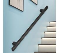 Main courante d'escalier en fer forgé - 80cm 1m 1.5m 2m 2.4m 3.6m 4.5m Rampe d'escalier murale avec supports, barre d'appui de sécurité antidérapante en tube carré pour couloir(600cm)