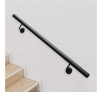 Main courante d'escalier en fer noir réglable de 1 m à 2,5 m pour grenier/sous-sol/garage Support de rampe d'escalier en fer forgé durable (360 cm)