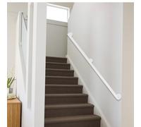 Main Courante d'escalier en métal Blanc Rampes d'escalier industrielles Rampe d'escalier antidérapante intérieure et extérieure Barre de Support de Garde-Corps Barre d'appui de sécurité(200cm)