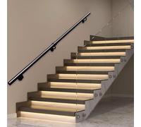 Main courante d'escalier en métal noir, main courante en fer industriel galvanisé pour escaliers intérieurs, 60cm 1m 1,5m 1,8m 2m 2,4m 3m rampe d'escalier murale avec matériel de montage(600cm)