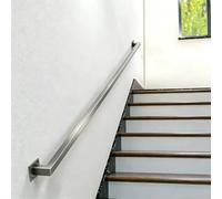 Main courante d'escalier en tube carré moderne, tige de support de garde-corps murale robuste, barre d'appui de couloir de loft en acier inoxydable brossé pour enfants âgés(5.1m)