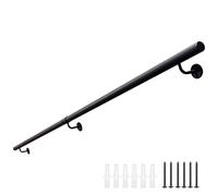 Main courante d'escalier industrielle en métal - 1 à 6 mètres antidérapant en fer forgé kit de support mural noir pour la sécurité et le style