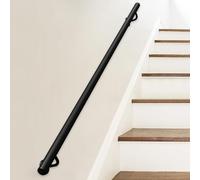 Main Courante d'escalier Industrielle, Rampes d'escalier à Tube Rond Murale pour Marches Intérieures et Extérieures, Rampe d'escalier en Fer Forgé Noir de 1 à 20 pieds(80cm)