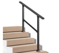 Main courante d'escalier montée au sol, s'adapte à 2 ou 4 marches, rampe de transition réglable pour terrasse, jardin, garde-corps externes antidérapants pour marches en béton ou en bois (B, 150 cm)