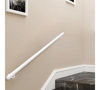 Main courante d'escalier murale｜1m 2m 3m 4m 5m 6m Kit de rampe d'escalier moderne avec supports en fer forgé et vis métalliques｜Barre d'appui de support de sécurité blanche(350cm)
