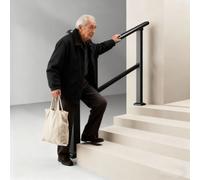 Main courante d'escalier murale en bois, accoudoir de style industriel avec supports noirs, tige de support pour couloir de loft, 150 cm de long