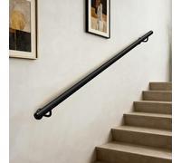 Main courante d'escalier noire de 3m à 6m Kit complet rampe d'escalier en fer forgé avec tube rond pour escaliers intérieurs barre d'appui antidérapante pour murs extérieurs(200cm)