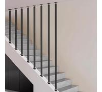 Main courante d'escalier noire mate en forme de I en fer pour escaliers montée au plafond - Garde-corps de protection pour maison, loft et couloir (80 cm)
