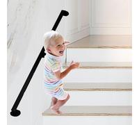 Main courante d'escalier noire pour une utilisation en intérieur - Fixation murale - 180 cm - Garde-corps d'escalier durable - Idéal pour la maison, le couloir et les escaliers