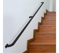 Main courante d'escalier pour escaliers intérieurs, marches extérieures - Balustrade murale d'angle ronde - Main courante de terrasse de porche, rampe en métal noir mat, barre d'appui antidérapante (