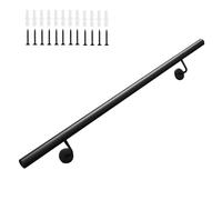 Main courante d'escalier pour marches intérieures et extérieures - 1m 150cm 2m 240cm 3m Rampe d'escalier antidérapante Rampes à montage mural Barre d'appui de sécurité en fer noir(90cm)