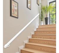 Main courante d'escalier ronde blanche, 1 m 2 m 240 cm 3 m 360 cm 4 m Rampe d'escalier murale moderne pour barre d'appui de sécurité intérieure et extérieure(390cm)
