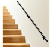 Main courante d'escalier ronde en fer noir - Barre d'appui de sécurité pour intérieur/extérieur de 3,5 m pour escaliers, rampe durable pour un soutien et une stabilité améliorés