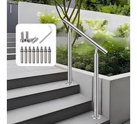 Main courante d'extérieur réglable en acier inoxydable au design moderne montée au sol avec jeu de vis de 85 cm de hauteur, durable et élégante pour les escaliers de jardin, sécurité et élégance.