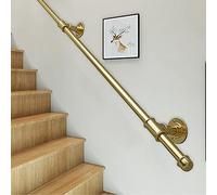 Main courante dorée moderne pour escaliers | Barre de soutien extérieure 60 cm-6 m | Kit complet de garde-corps en fer forgé | Solution de sécurité pour rampe d'escalier