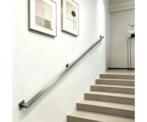 Main courante en acier inoxydable de 30 à 600 cm, barre de support carrée, garde-corps mural avec supports, garde-corps robuste antidérapant pour loft porche terrasse garage(1.2m)