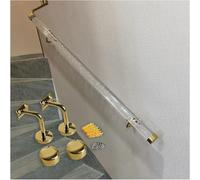 Main Courante en Acrylique Antidérapant,Rampe Escalier en Cristal Transparent avec Supports Dorés/Argentés,Rampe D'escalier Murale pour Marches Intérieures et E(Size:4.6ft/140cm,Color:Support Or)