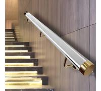 Main courante en acrylique de 30 cm pour escaliers intérieurs - Rampe en lucite transparente avec supports muraux dorés - Installation facile - Garde-corps sans barrière pour couloirs et lofts