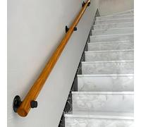 Main courante en bois 30 à 600 cm avec supports, Tige de support de rampes d'escalier antidérapantes, mur Kit de barre d'appui Loft pour personnes âgées et enfants (D, 330cm)