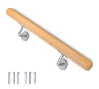 Main courante en bois de hêtre 50 cm - Rampe d'escalier pour escalier - Main courante murale - Montage latéral