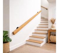 Main courante en bois massif Phoenix | Main courante sur mesure au mur | bois couleur noyer avec supports et kit de montage | longueur de 50 à 400 cm | pour décoration intérieure (230 cm)