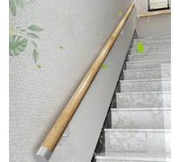 Main courante en bois pour escaliers 3,5 m antidérapante avec supports muraux argentés, garde-corps d'escalier sûr pour personnes âgées et enfants, intérieur et extérieur